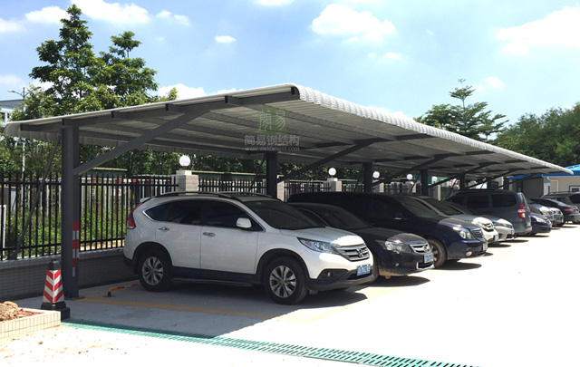 深圳简易钢结构停车棚-钢结构停车场-钢结构汽车棚-钢结构车库、围挡厂家